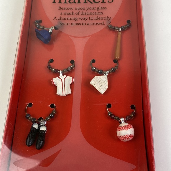 NEW Baseball Wine Markers set of 6 - Picture 3 of 4
